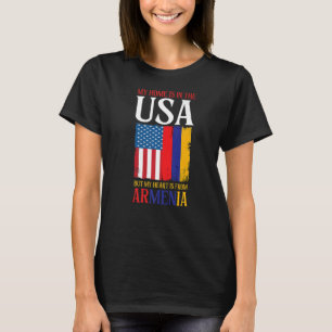 Zuhause in USA Herz aus Armenien Patriotisch Armen T-Shirt