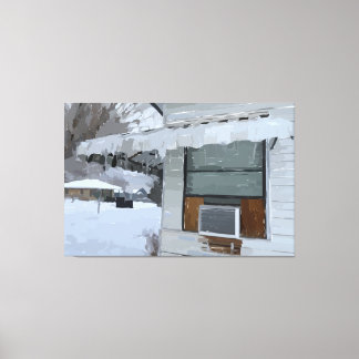 Zuhause in Winterschnitt-Leinwand Leinwanddruck
