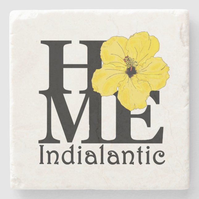 ZUHAUSE Indialantischer Gelber Hibiskus Steinuntersetzer (Vorderseite)