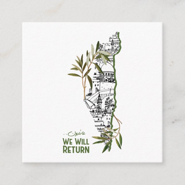 Zuhause innerhalb der Karte, umrahmt von Olivenzwe Begleitkarte (Vorderseite)