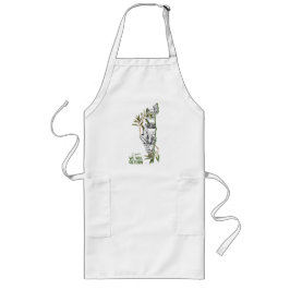 Zuhause innerhalb der Karte, umrahmt von Olivenzwe Lange Schürze