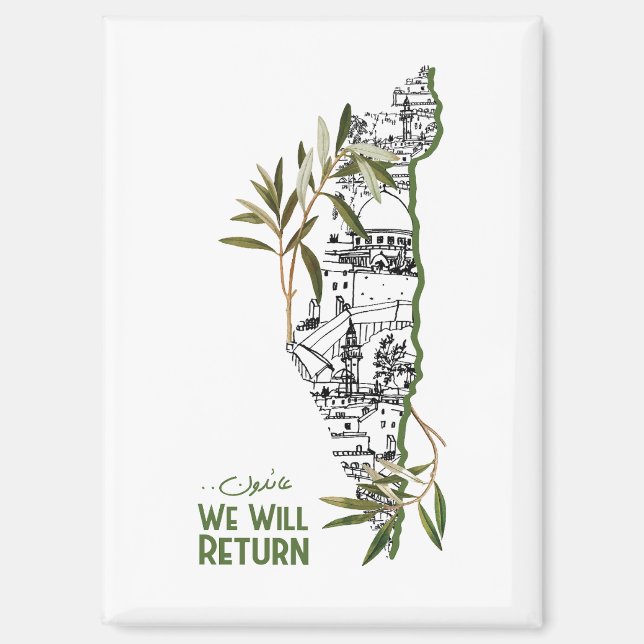 Zuhause innerhalb der Karte, umrahmt von Olivenzwe Magnet (Vorderseite)