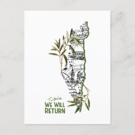 Zuhause innerhalb der Karte, umrahmt von Olivenzwe Postkarte