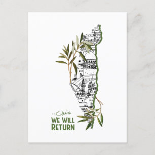 Zuhause innerhalb der Karte, umrahmt von Olivenzwe Postkarte