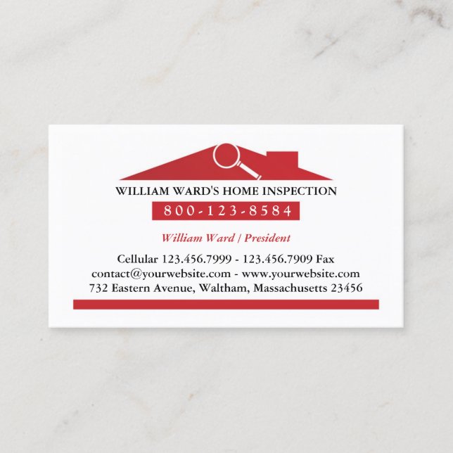 Zuhause Inspection Business Card Visitenkarte (Vorderseite)