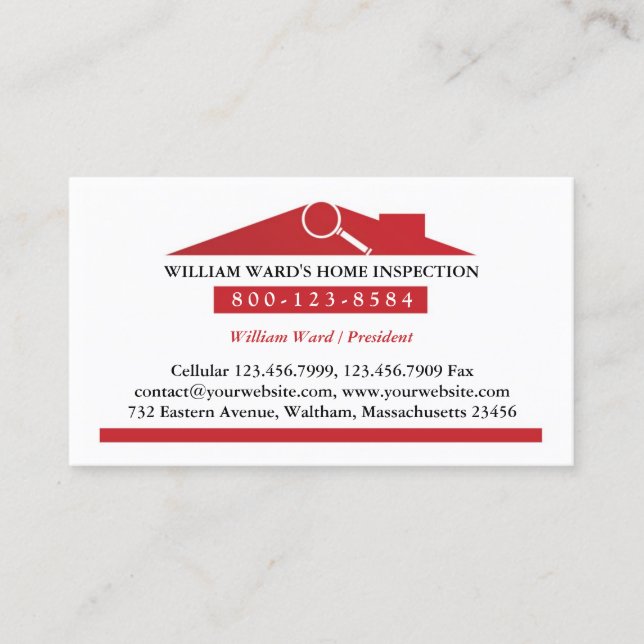 Zuhause Inspection Business Card Visitenkarte (Vorderseite)