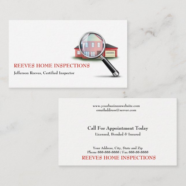 Zuhause Inspector Business Card Visitenkarte (Vorne/Hinten)