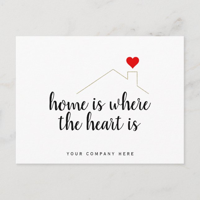 Zuhause is Where the Heart is Realty Marketing Postkarte (Vorderseite)