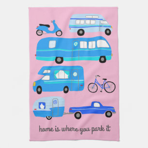 Zuhause is whereYou Park Retro Camper Motorhome RV Geschirrtuch