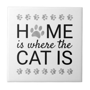 Zuhause ist da, wo die Katze ist Silberfolie Pfote Fliese