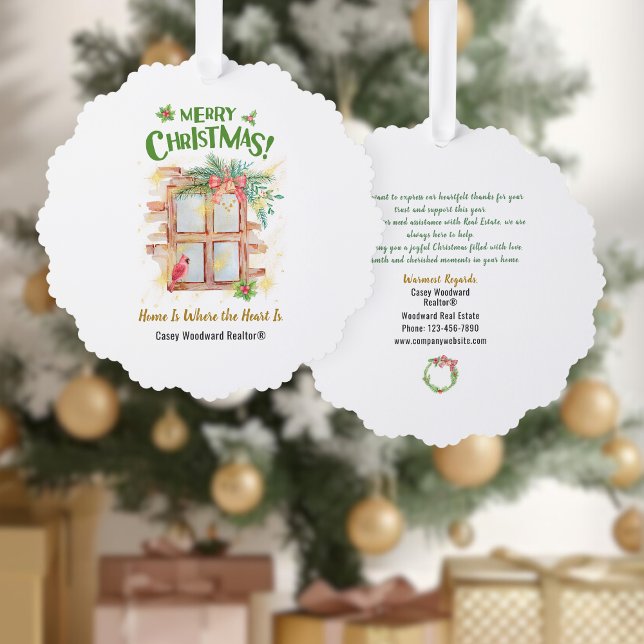 Zuhause ist das Herz | Realtor Hang Christmas Ornament Karte (Von Creator hochgeladen)