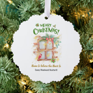 Zuhause ist das Herz   Realtor Hang Christmas Ornament Karte