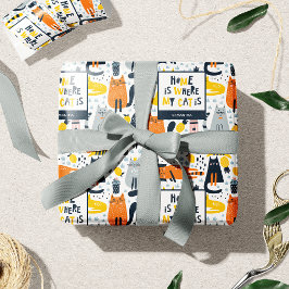 Zuhause ist der Mit Monogramm Name meiner Katze Geschenkpapier