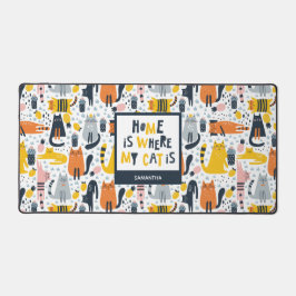 Zuhause ist der Mit Monogramm Name meiner Katze Schreibtischunterlage