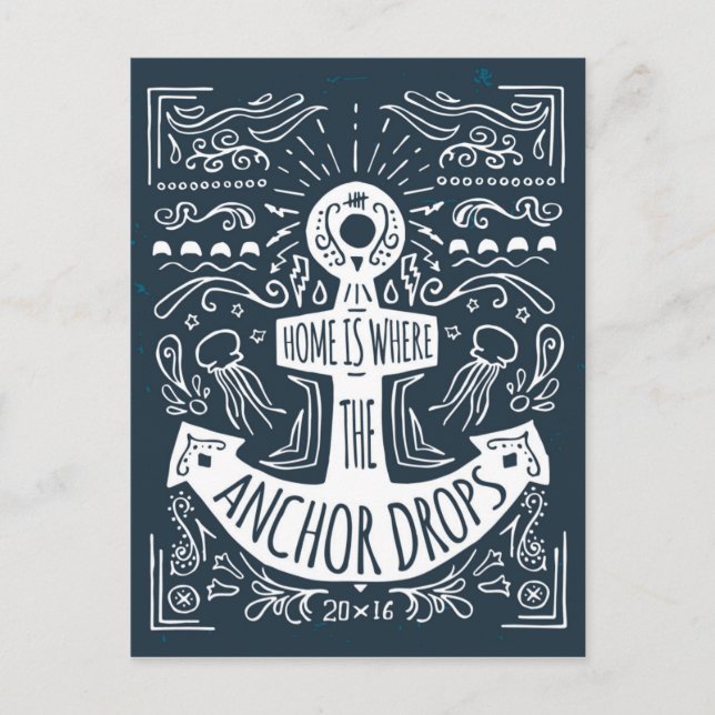 Zuhause ist der Punkt, an dem der Anker fällt Postkarte (Vorderseite)