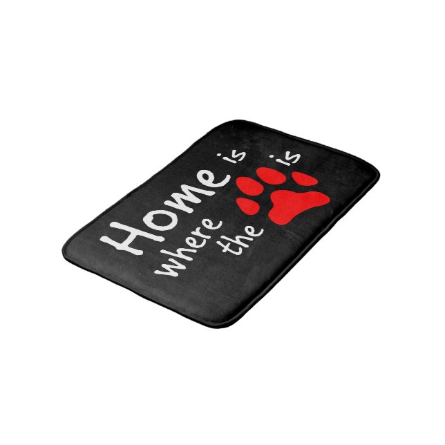 Zuhause ist dort, wo der Pfotendruck schwarzes Bad Badematte (Schrägansicht)