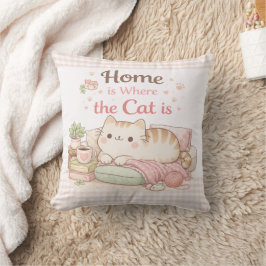 Zuhause ist dort, wo die Katze ist Süße Kitty Rosa Kissen