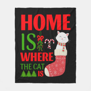 Zuhause ist dort, wo die Katze Weihnachten ist Fleecedecke