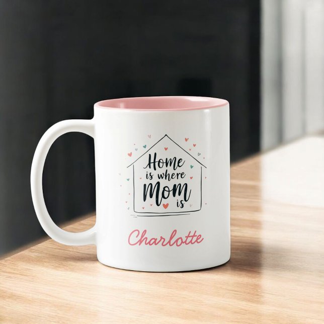 Zuhause ist dort, wo Mama ist | Niedliche Minimali Zweifarbige Tasse (Von Creator hochgeladen)