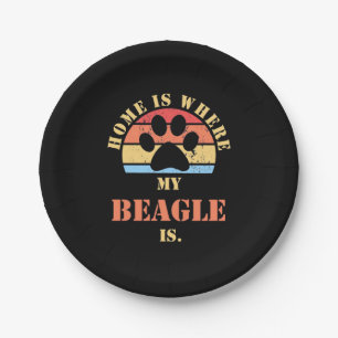 Zuhause ist dort, wo mein Beagle Hund ist Pappteller