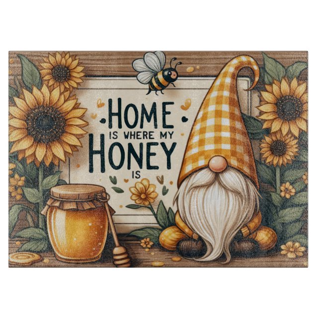 Zuhause ist dort, wo mein Honey die Schneidertafel Schneidebrett (Vorderseite)