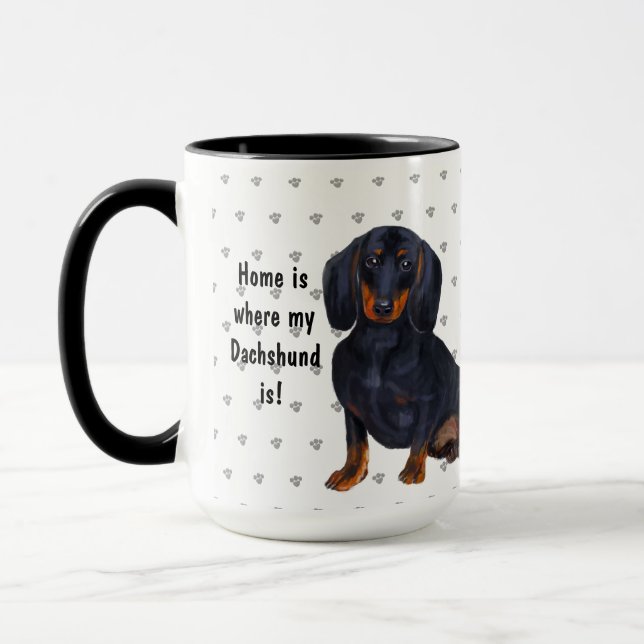 Zuhause ist dort, wo meine Dackel Hund Mama Vater  Tasse (Links)