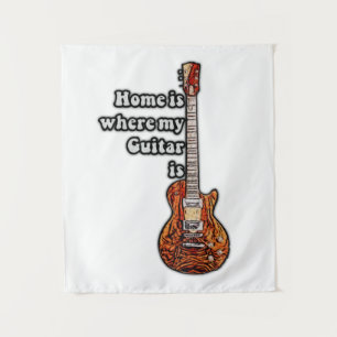 Zuhause ist dort, wo meine Gitarre ist. Vintage Fa Wandteppich