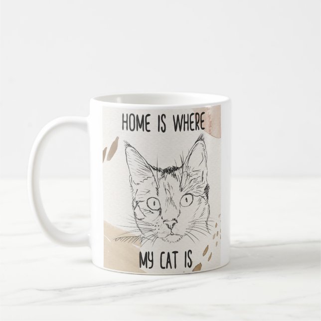 Zuhause ist dort, wo meine Katze ist, Zuhause, wo  Kaffeetasse (Links)