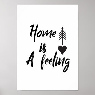 Zuhause ist ein Gefühl-Zitat Poster