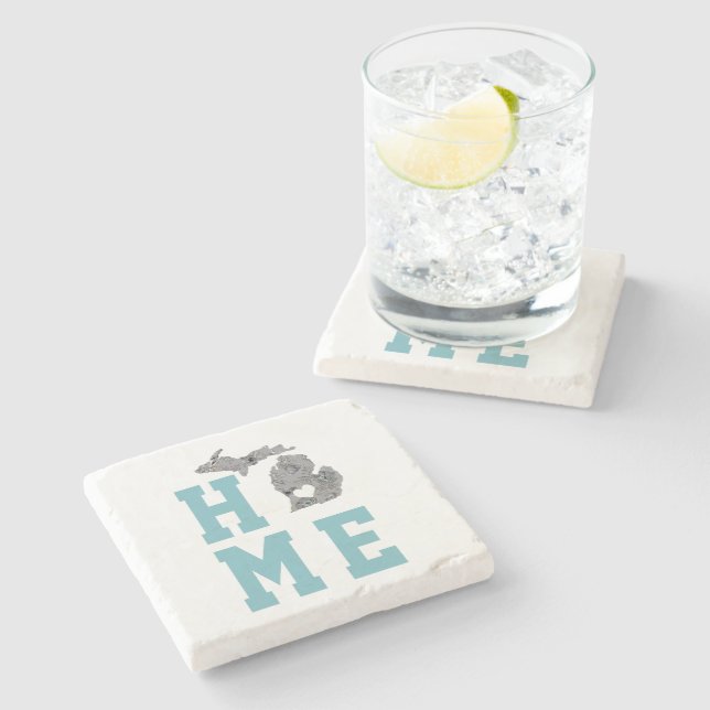 Zuhause ist Michigan der Staat der Großen Seen Steinuntersetzer (Seitenansicht)