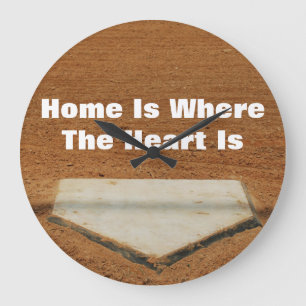 Zuhause ist, wo das Herz Baseball-Zuhause-Platte Große Wanduhr
