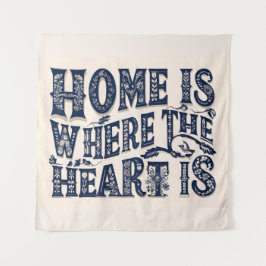 Zuhause ist, wo das Herz ist (beige Hintergrund) Wandteppich