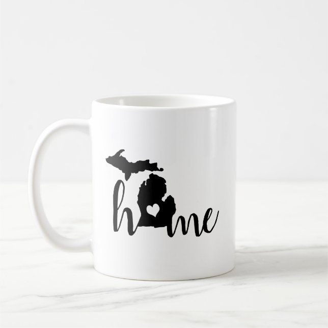 Zuhause ist, wo das Herz ist Michigan Silhouette Kaffeetasse (Links)