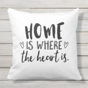 Zuhause ist, wo das Herz Typografie ist Kissen
