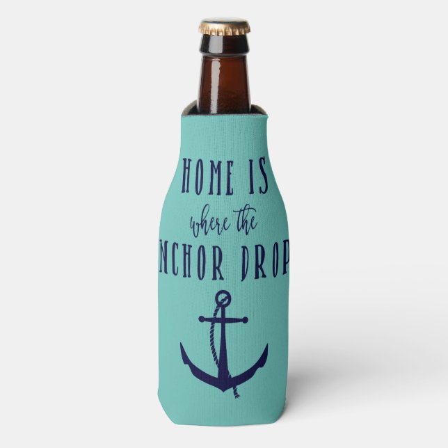 Zuhause ist, wo die Anchor Drops Flasche Huggie Flaschenkühler (Flaschenvorderseite)