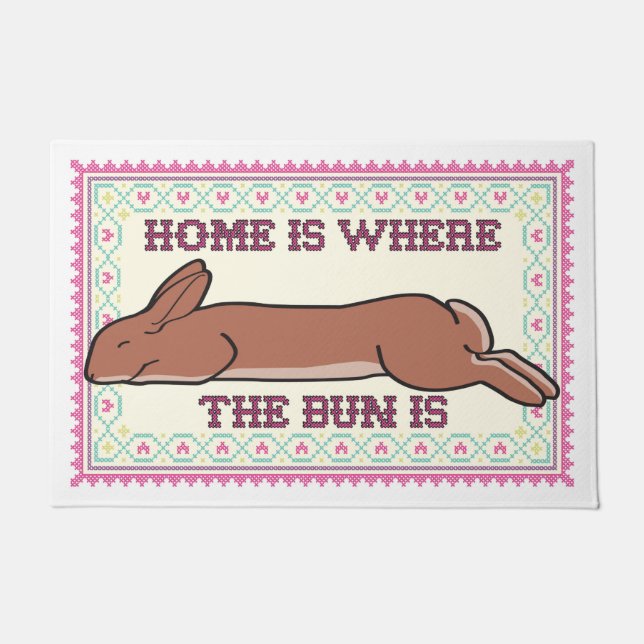 Zuhause ist, wo die BUN ist! 24x36 Doormat Fußmatte (Vorderseite)