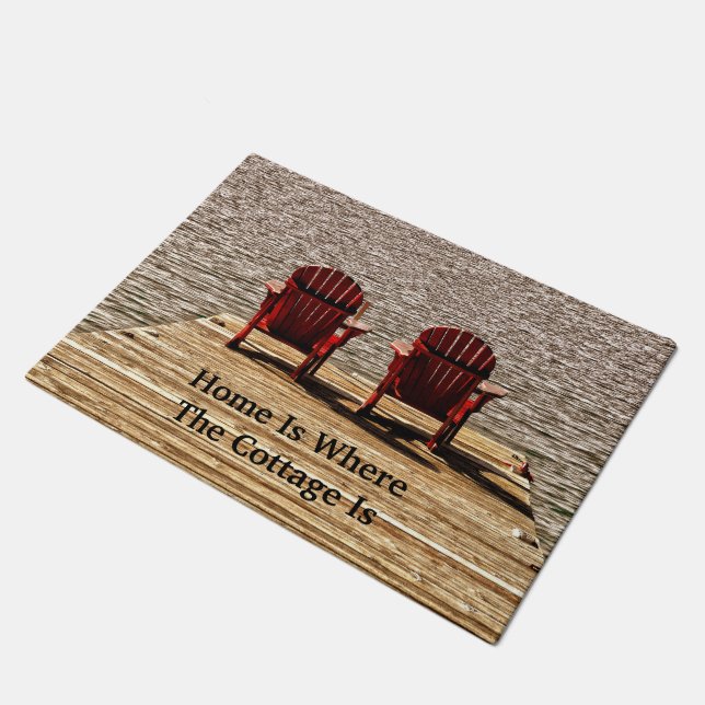 Zuhause ist, wo die Hütte ist Fußmatte (Schrägansicht)