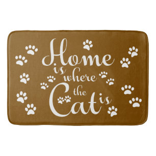 Zuhause ist, wo die Katze kleine Paws ist Badematte