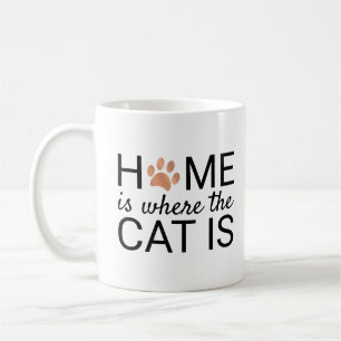 Zuhause ist, wo die Katze Rose Gold Foil Paw Print Kaffeetasse