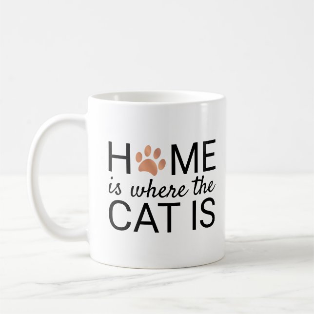 Zuhause ist, wo die Katze Rose Gold Foil Paw Print Kaffeetasse (Links)