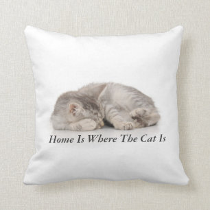 Zuhause ist, wo die Katze Throw-Kissen ist Kissen