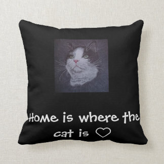 "Zuhause ist, wo die Katze" Throwkissen ist Kissen