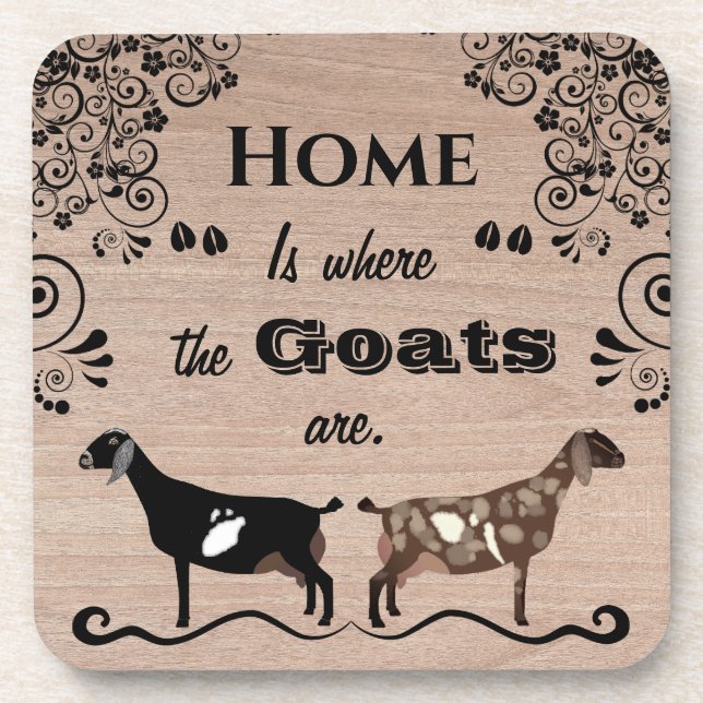 Zuhause ist, wo die Ziegen sind - nubische Milchzi Getränkeuntersetzer (Vorderseite)