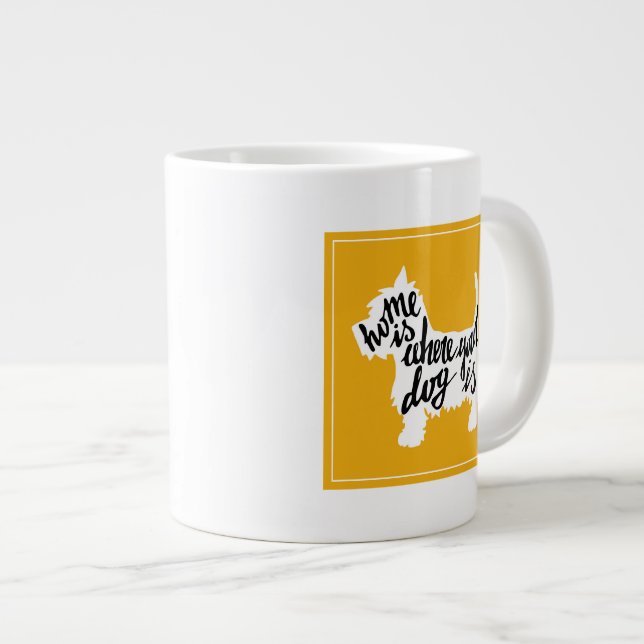 Zuhause ist, wo Ihr Hund ist Jumbo-Tasse (Vorderseite Rechts)