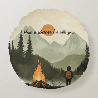 Zuhause ist, wo immer ich bei Ihnen bin - Nomadenk Rundes Kissen