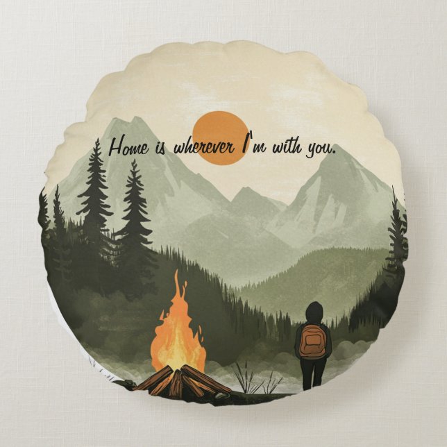 Zuhause ist, wo immer ich bei Ihnen bin - Nomadenk Rundes Kissen (Vorderseite)