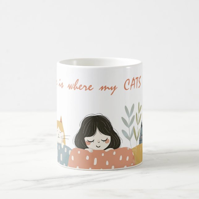 Zuhause ist, wo meine CATS Niedliche Cat-Mama sind Kaffeetasse (Mittel)