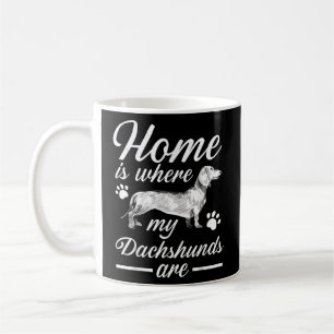 Zuhause ist, wo meine Dackeln Dackel Doppy Welpe L Kaffeetasse