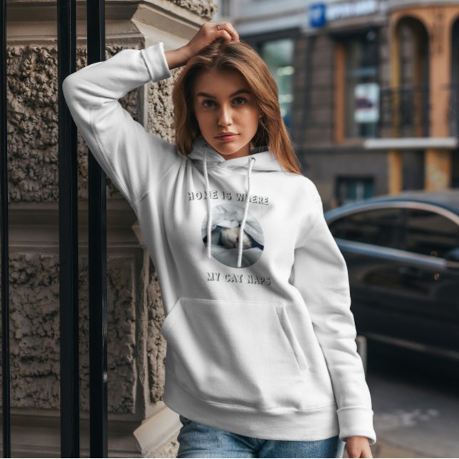 Zuhause ist, wo meine Katze Nickerchen Haustier Fo Hoodie (Von Creator hochgeladen)