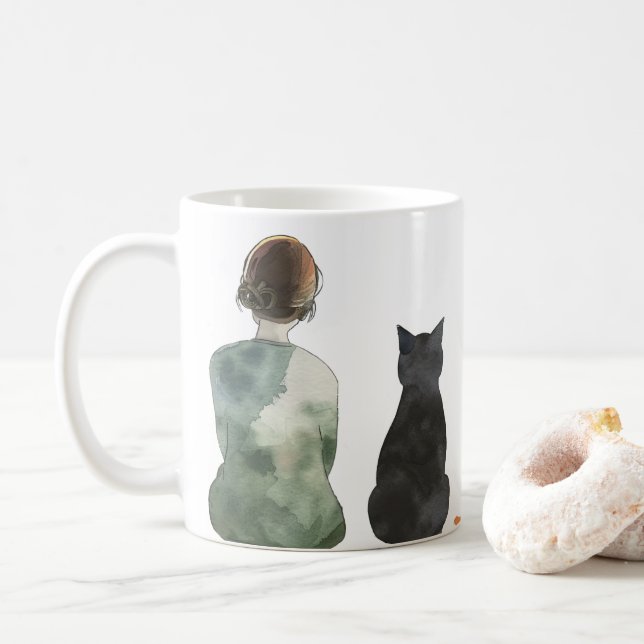 Zuhause ist, wo meine Katzen sind Aquarell Cat Mam Kaffeetasse (Mit Donut)
